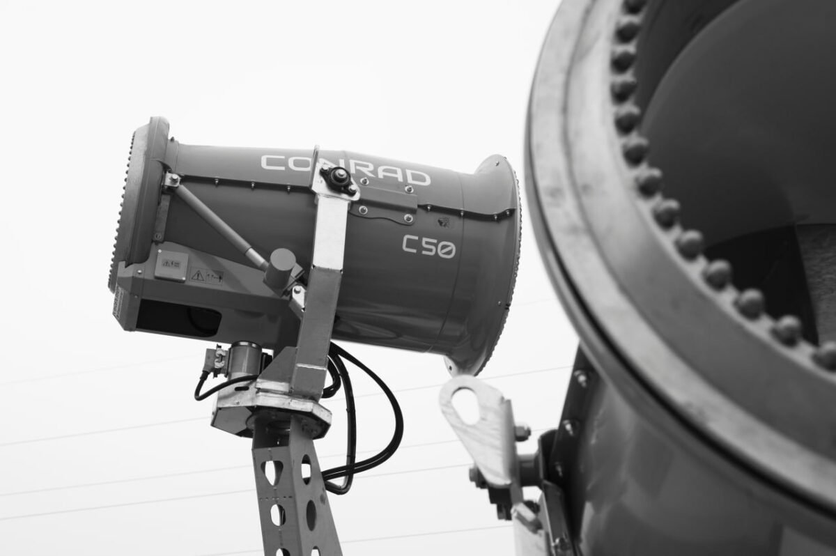 Conrad C50 dust suppression cannon at the top of the articulated arm