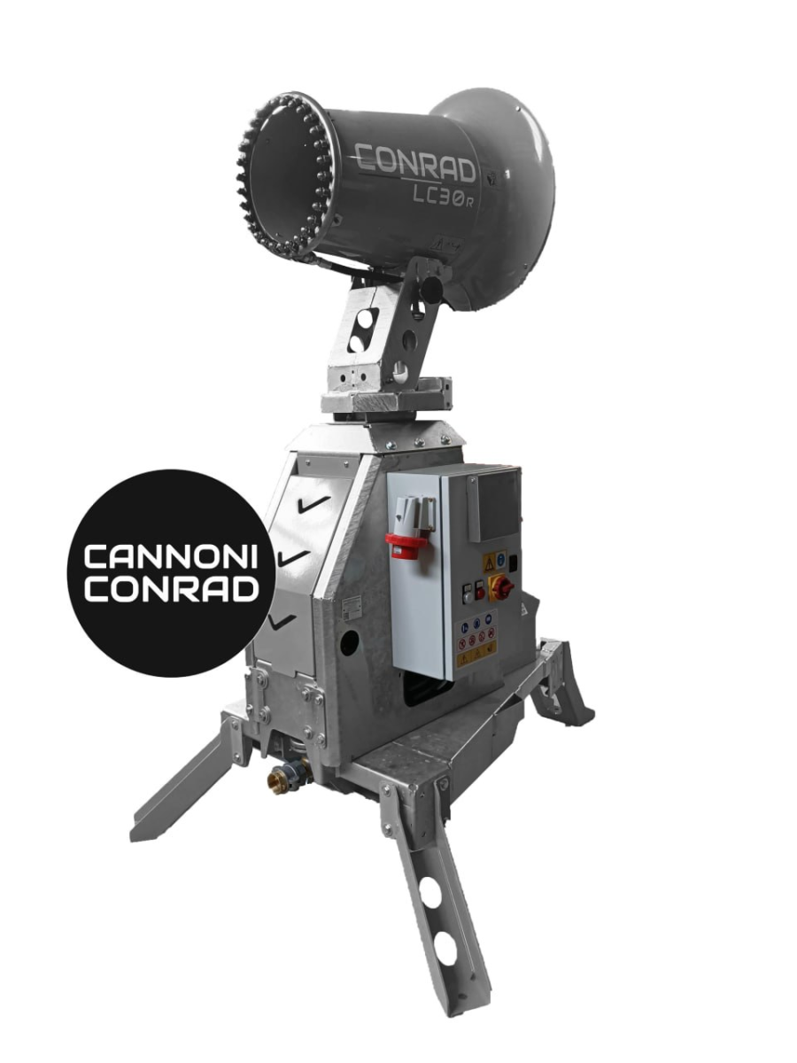 Cannone nebulizzatore Conrad LC30R allestito su base zincata con supporti tassellabili